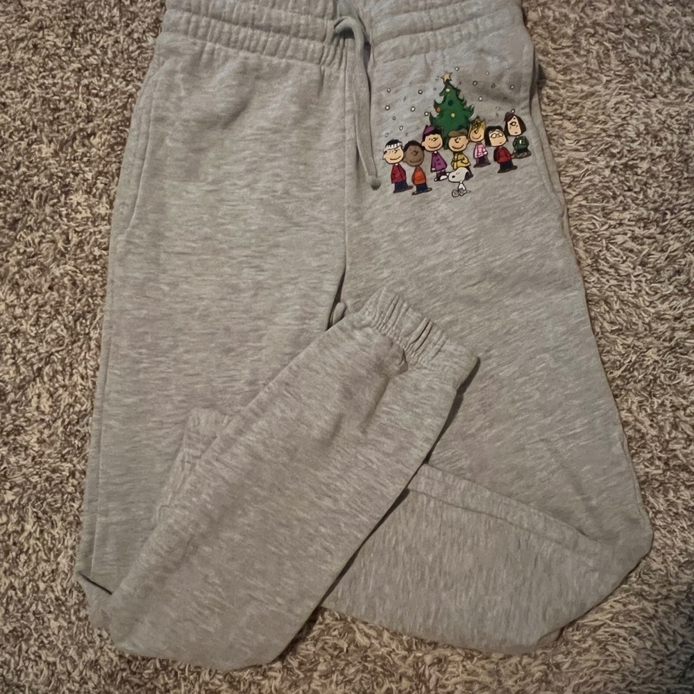 Peanuts Light Heather Gray Sweatpants with Fleece Lining
